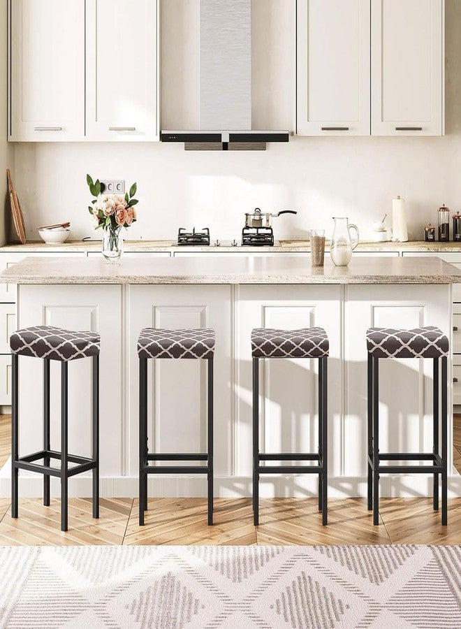 أغطية كراسي Lussenwert مستطيلة الشكل، طقم من 4 قطع، أغطية كراسي قابلة للتمدد ومطبوعة، قابلة للغسل، غطاء كرسي بار، واقي مقعد مع أربطة مطاطية، نمط من 11 - Image 2